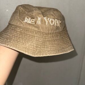 Tan Bucket Hat with New York Embroidery